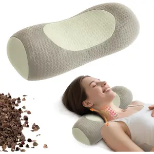 Buckwheat   Pillow - Adjustable  Roll for Sleeping,   Support Bolster for Side &  Sleepers, Pillow for   and  Alignment