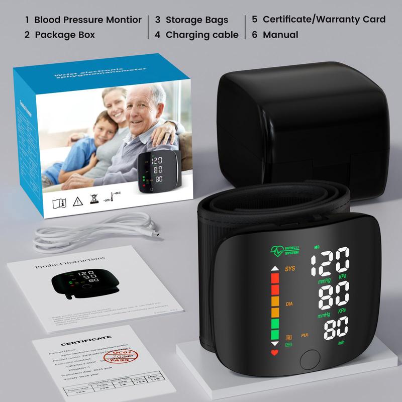 【Valentine Gift】Rechargeable Wrist Blood Pressure  with LED Touch Screen, Voice Broadcast & 99x2 Memory — Accurate Home BP Tracking Made Simple,Suitable 5.3 - 7.6 inches