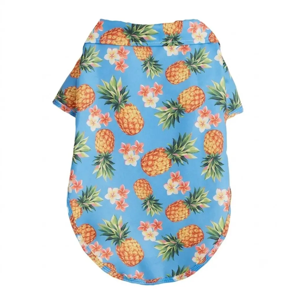 Print Pineapple Blue Pet Hawaiian Shirt, Tropical Beach Pet Shirt, Pet Hawaiian Shirt, All Seasons, Gift for Dogs Cats