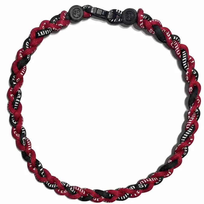 Baseball 3 Rope Braid Tornado Energy Necklace Maroon Burgandy Black