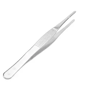 5.5" Long Silver Tone Stainless Steel Round Tip Tweezers