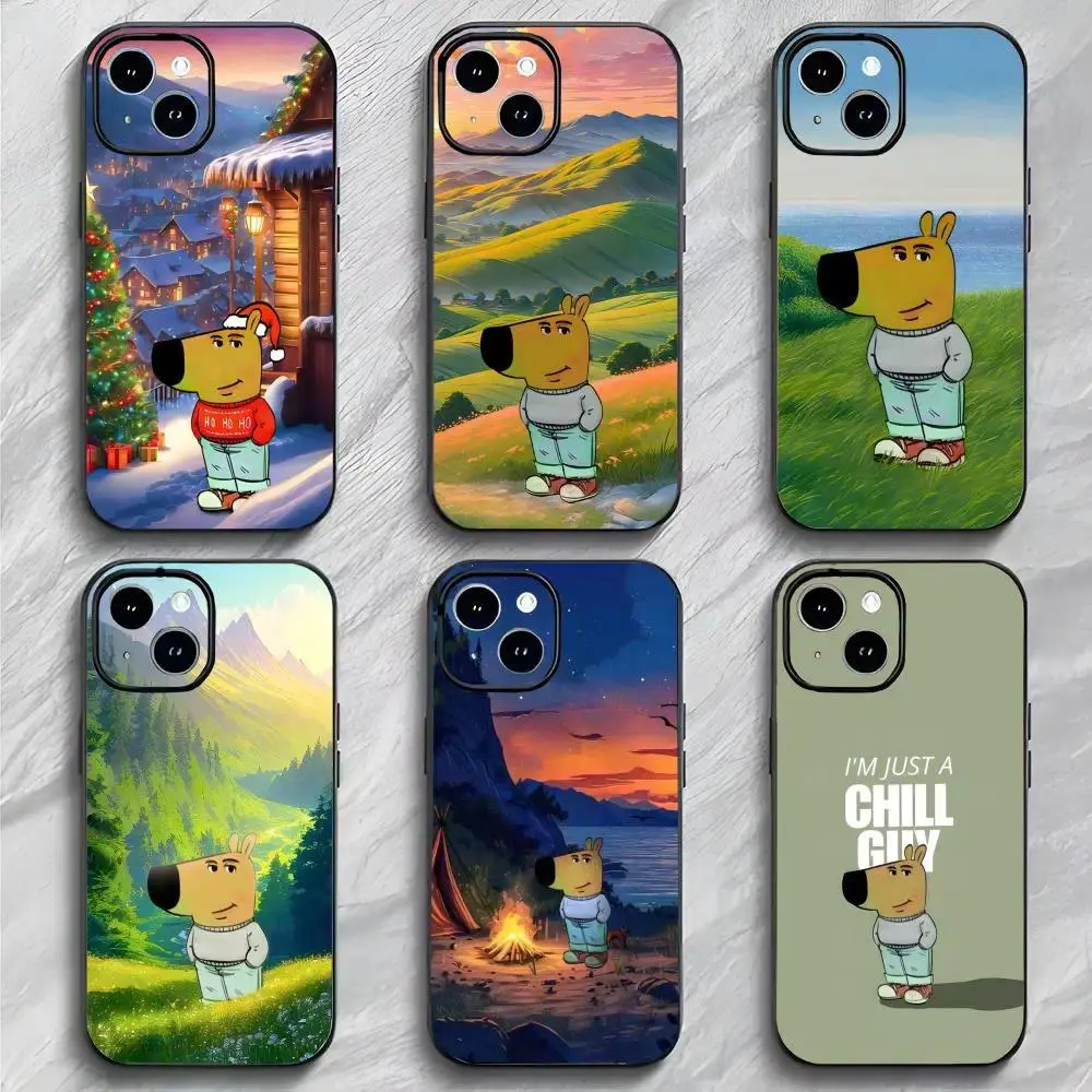 Meme R-Relaxed C-Chill Guy Phone Case Black Matte Thin Protective Cover For iPhone 11-17 Pro Max/Plus & Samsung Galaxy S23-S25