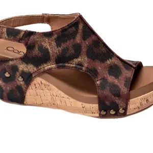 Corkys Washed Tan Leopard Carley Wedges