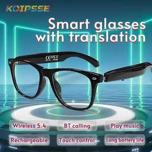 Smart glasses, translation-enabled wireless earbuds with clear lenses, music and call functionality, creative smart sports sunglasses with microphone, suitable for home and everyday use, multi-functional smart glasses, Rechargeable, Bluetooth