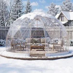 AECOJOY Outdoor Igloo Tent Dome for Winter, 12x12 Clear Bubble Tent for 4–7 People, Garden Plastic Globe House with Upgraded TPU Cover & PC Poles