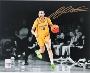 JuJu Watkins USC Trojans Autographed 8" x 10" Dribbling Spotlight Photograph - Signed in Gold Ink - Fanatics Authentic Certified