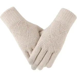 Winter Gloves - Gloves for Women Cold Weather, Touch Screen Winter Gloves Women Warm Alpaca Fleece Knit Gloves