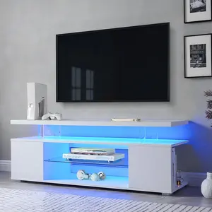 Bellemave Modern Waterproof Large TV Stand - 60-Inch LED TV Compatible, Apartment Furniture, Minimalist Living Room Media Console with Large Side Cabinet, 3 Hidden Drawers, Storage