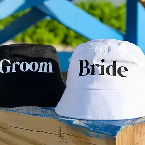 Bride Groom hat Couples Matching Hat summer beach pool wedding Engagement Newlywed couple Bachelor Bachelorette hen party bridal shower Honeymoon trip travel Mr Mrs hubby wifey Just Married decoration Gift photo props