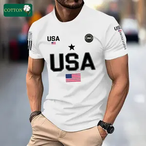 Men’s 2026 Fashion Cotton Short-Sleeve T-Shirt — available in multiple colors; American street-style Y2K design with USA flag print. Suitable for all seasons; ideal for outdoor sports and athletic wear. A stylish short tee—boyfriend/brother’s top choice.