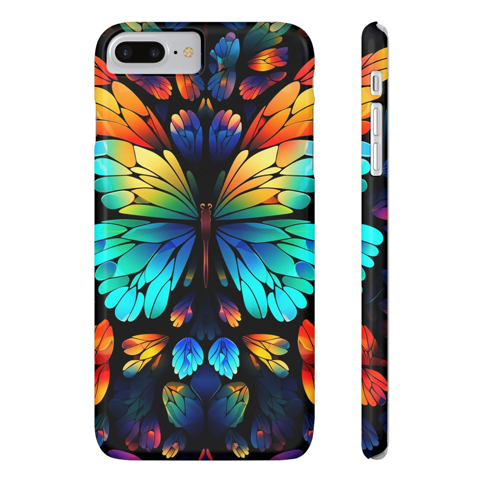 Colorful Butterfly iPhone Case, Vivid Neon Color Cell Phone Cover for 16 15 14 13 12 11 X XR XS 8 7 Slim Mini Plus Pro Max