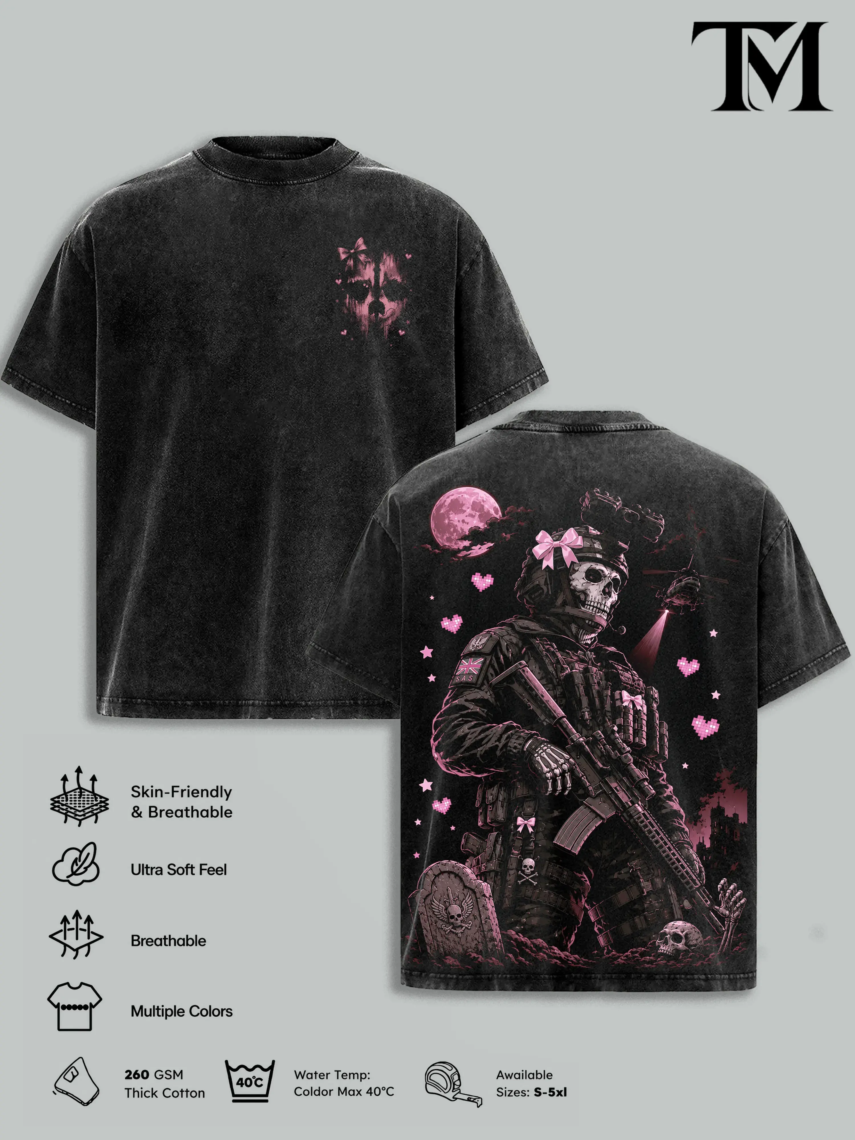 Call of Duty Ghost Vintage Washed T-Shirt & Hoodie, Pink Tactical Skull Operator Graphic Tee, Heavyweight Cotton Military Gamer Streetwear, Oversized Unisex Apparel, Gift For Call of Duty Fans