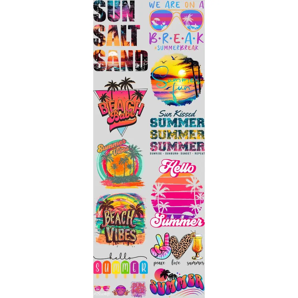 Sun Kissed DTF Transfers Gang Sheet 22” wide x 60” long DIY Direct to Film T Shirt Transfers