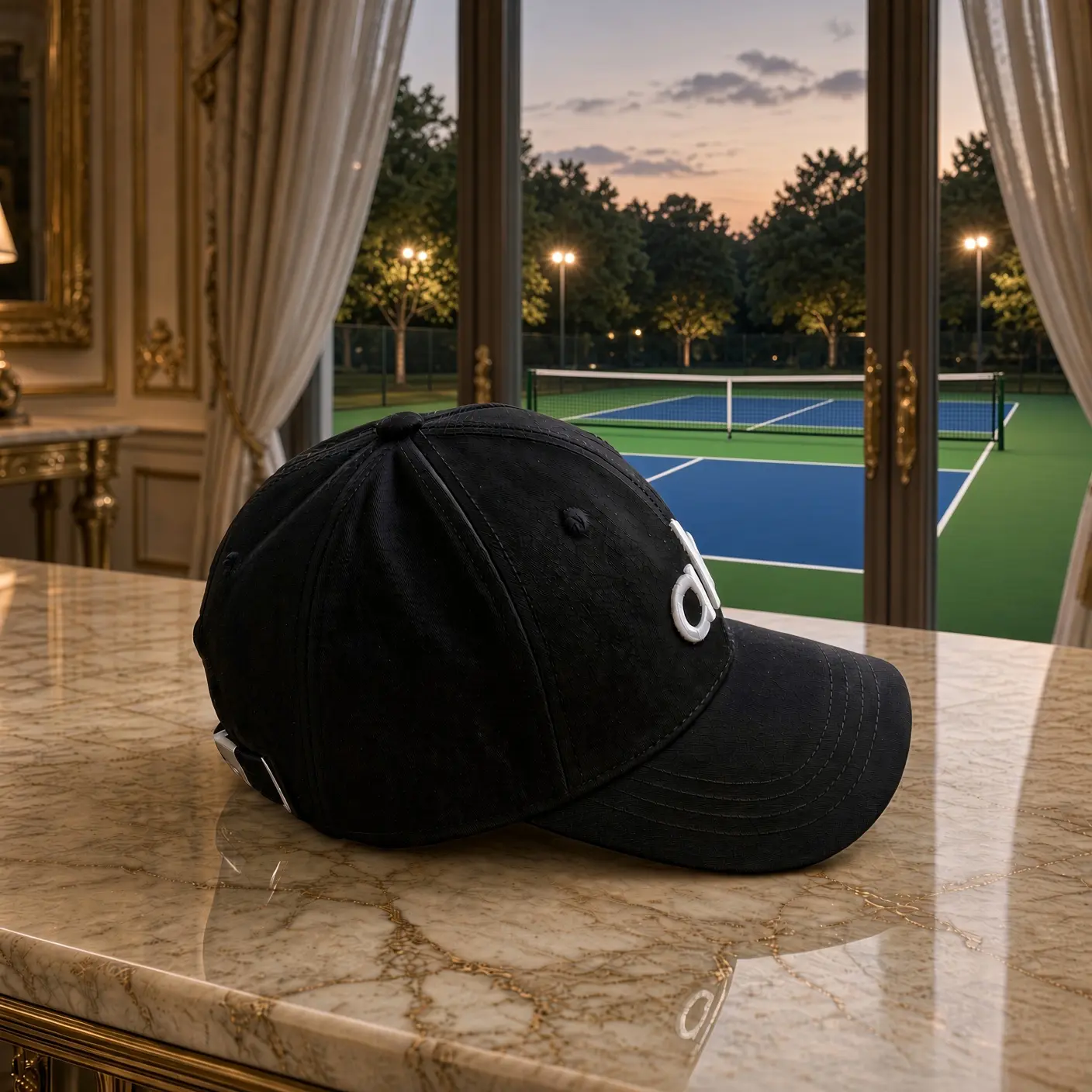 Premium Black Baseball Cap with 3-Ietter Logo Adjustable Fit for Men and Women