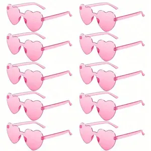 Heart-Shaped Glasses, Candy Color Frameless Fun Heart-Shaped Glasses, Unisex Party Gift, Fashionable Beach Accessories, Wedding Birthday Travel Gifts