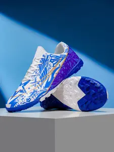 Unisex Blue - Silver - Black Contrast Football Shoes, Soccer Cleats, Personalized Texture Design, Breathable and Wear - resistant Upper, Strong Grip Studs for Better Field Performance, Ideal for Football Training and Matches