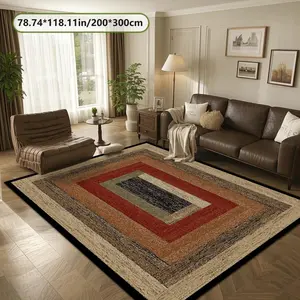 Velvet Soft Comfortable  Retro Rectangle Nesting 2D Printing Rug Fashion Home Decor, Commercial Decor Carpet, Living Room Rug, Sofa Cushion Bedroom Rug, Bedside Blanket Door Entrance Mat, Dining Table Carpet