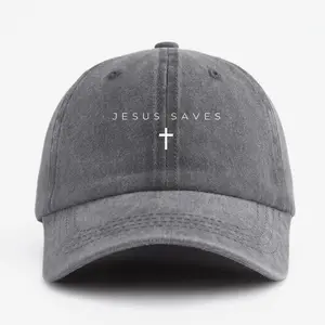 Jesus Saves Cross Printed Graphic Unisex Washed Vintage Baseball Cap Christian Faith Hat Snapback