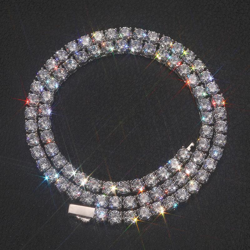 High-Quality VVS1 Iced Out Moissanite Tennis Necklace 925 Sterling Silver Diamond Necklaces For Men Women Pass Diamonds Test
