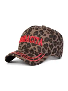 Unisex Mamacita Baseball Hat, Adjustable Sun Protection, Casual Leopard Pattern, Fitted Design, Ideal for Spring & Fall Travel, Baseball Cap Adjustable