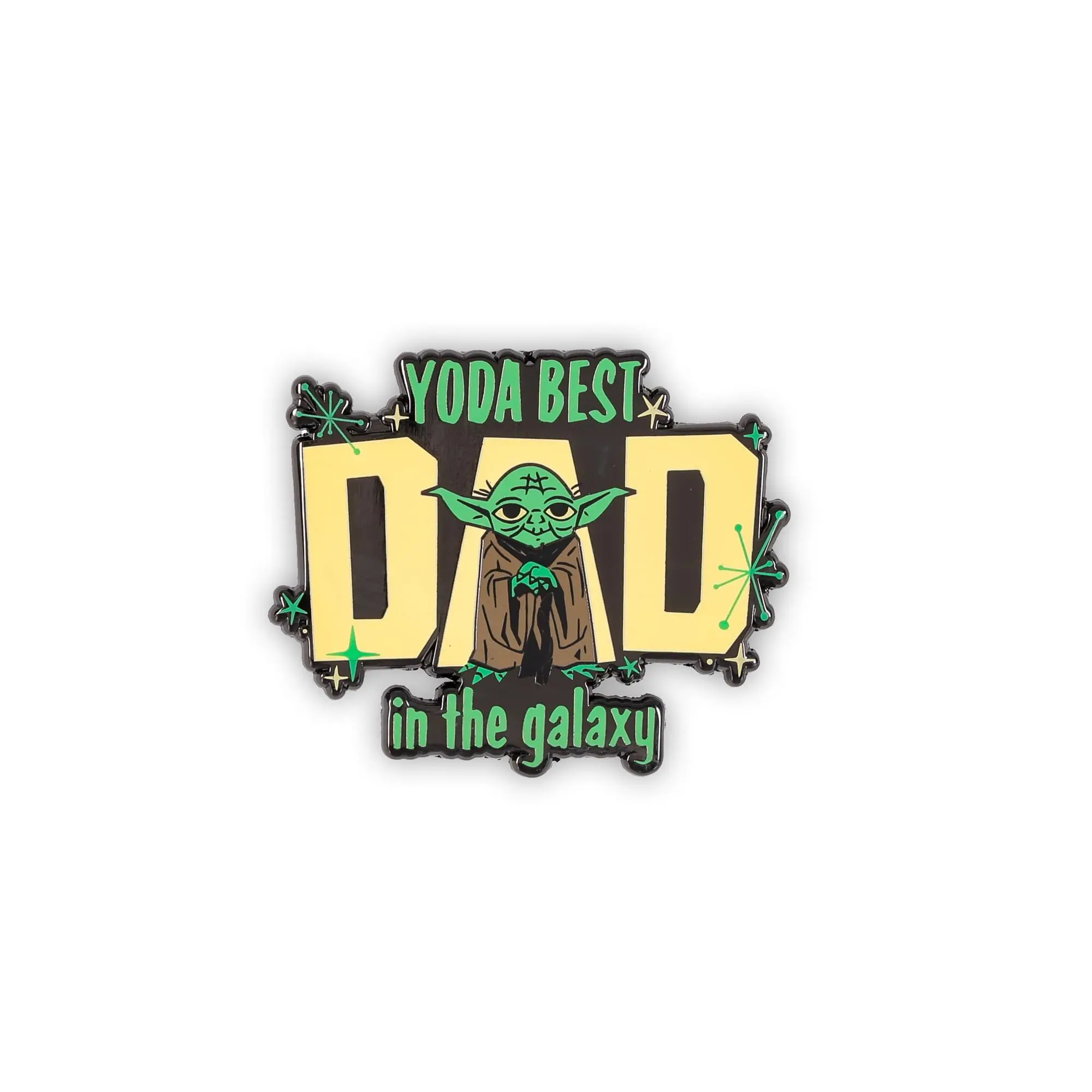 Enamel Pin for Dad, "Yoda Best Dad in the Galaxy" Quote, Collectible Jedi Master Accessory, Approximately 2" Novelty Father's Day Gift, Brooch Clip, Collectible Item, Text Graphic, Galaxy Theme, 2 Inches, Unisex