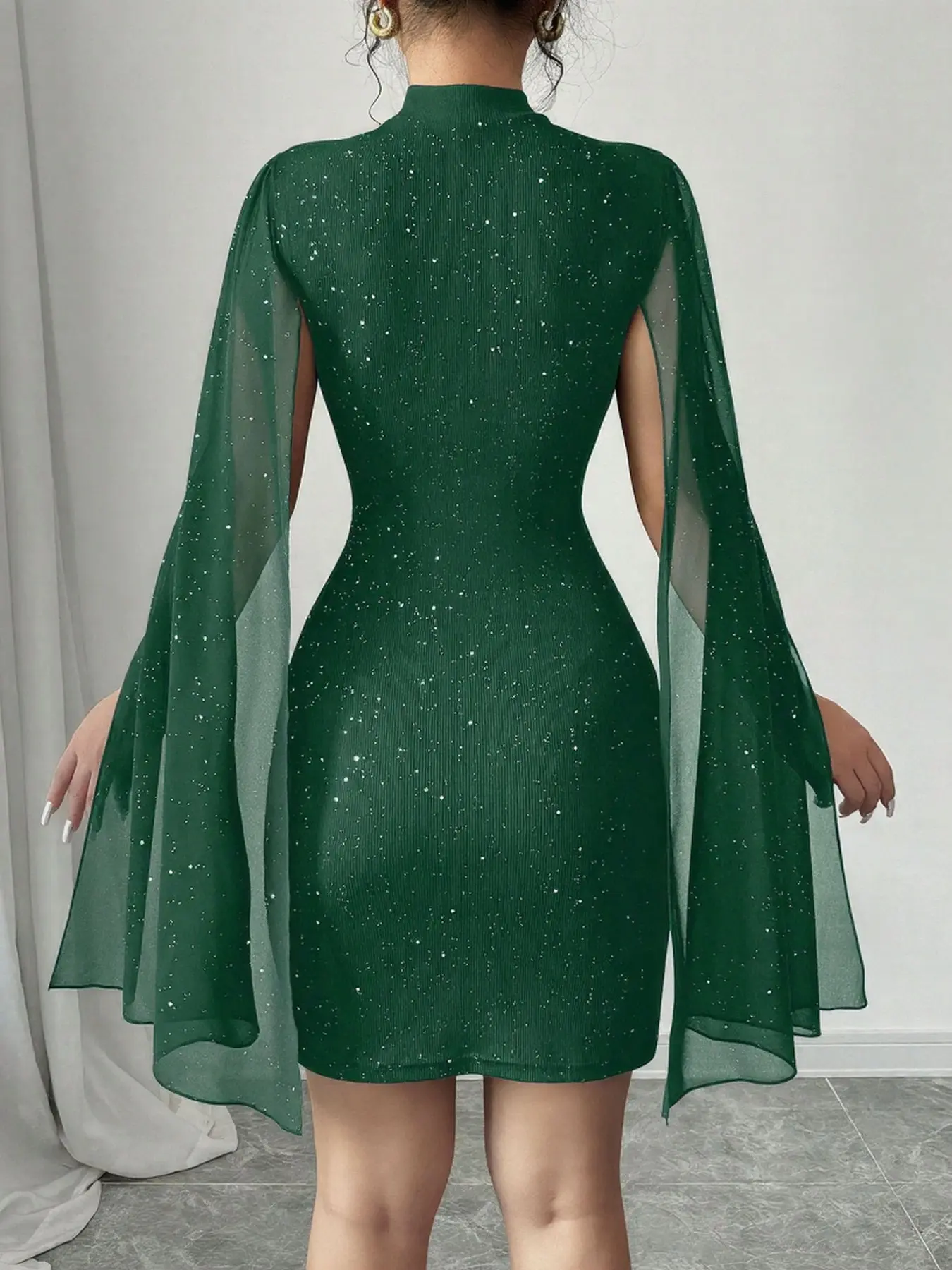 Women's Glitter Sequin Mock Neck Cut Out Bodycon Cape Dress, Sexy Fitted  Waist-Defining Dress for Party, Nightclub and Date Night, Women's  Fashionable and Elegant Attire, Cutout, Womenswear - TikTok Shop