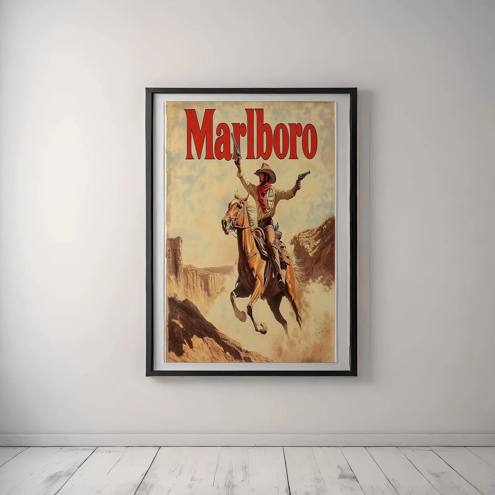 Vintage Marlboro Cowboy Poster Western Wall Art Print - Rustic Ranch Decor Poster