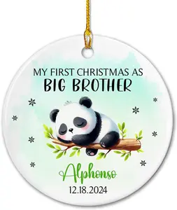 Customized Name Date   Ornament Gift for Big Brother Men Boy, Personalized My First Christmas As Big Brother Panda Ornament, Big Brother Panda   Ornament, Brother Christmas Tree Ornament, My First Christmas as Big Brother Ornament