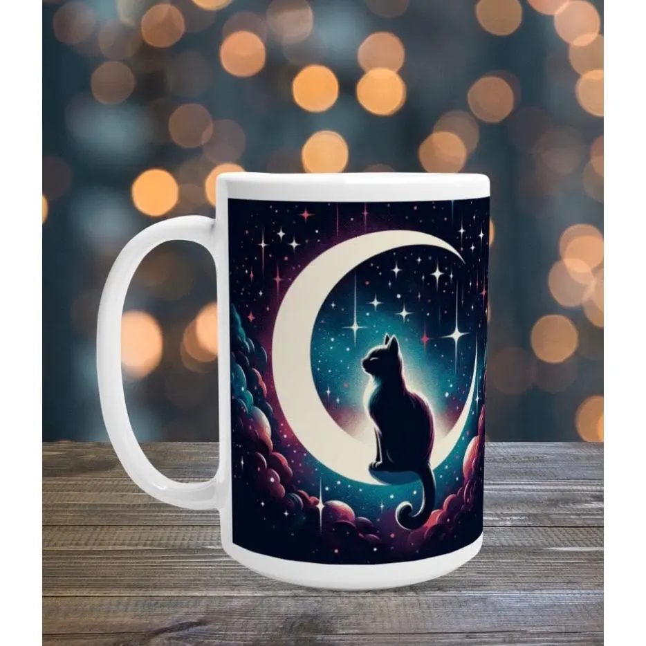 Moon Dreams- Cat Lover - White 15oz Ceramic Mug