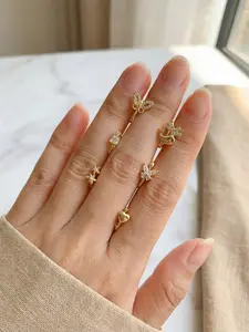 Women's Retro Geometric Nose Ring Set, Adjustable No Piercing Design, Perfect Gift for Mom & Daughter, Ideal for Eid Festival
