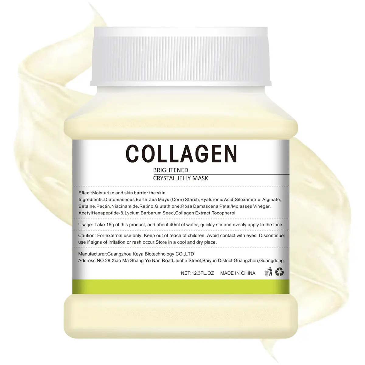 Collagen Facial Mask Powder, 12.3 fl.oz, Professional Face Skincare Gel mask,COLLAGEN, Brightened & Crystal Jell Mask, Hydration with Moisture, Smooth & Easy to Apply Face Treatment