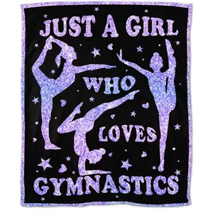 Just A Girl Who Loves Gymnastics Throw Blanket 80"X60" Soft Flannel Blankets for Bed Couch Plush Cozy Blanket for Adults Micro Fleece Throws