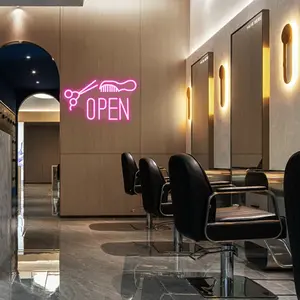 Hair Salon LED Neon Sign Wall Decor Light, Garage Bedroom Game Room Beauty Salon Hairdresser Shop, Father's Day Christmas Birthday Gift