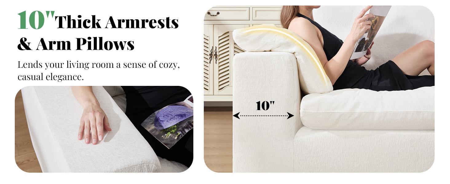 【Ships in multiple Boxes】AMERLIFE 130 inch Cloud Couch Sectional, No-Assembly Modular Sectional Sofa with 83.5 inch Deep Chaise, Oversize Cloud Couch for Living Room