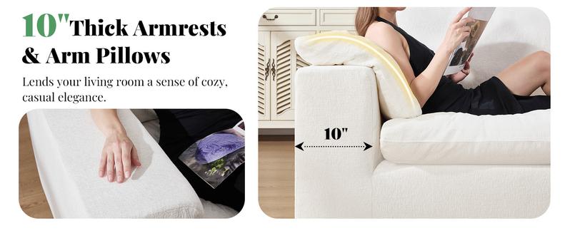 【Ships in multiple Boxes】AMERLIFE 130 inch Cloud Couch Sectional, No-Assembly Modular Sectional Sofa with 83.5 inch Deep Chaise, Oversize Cloud Couch for Living Room