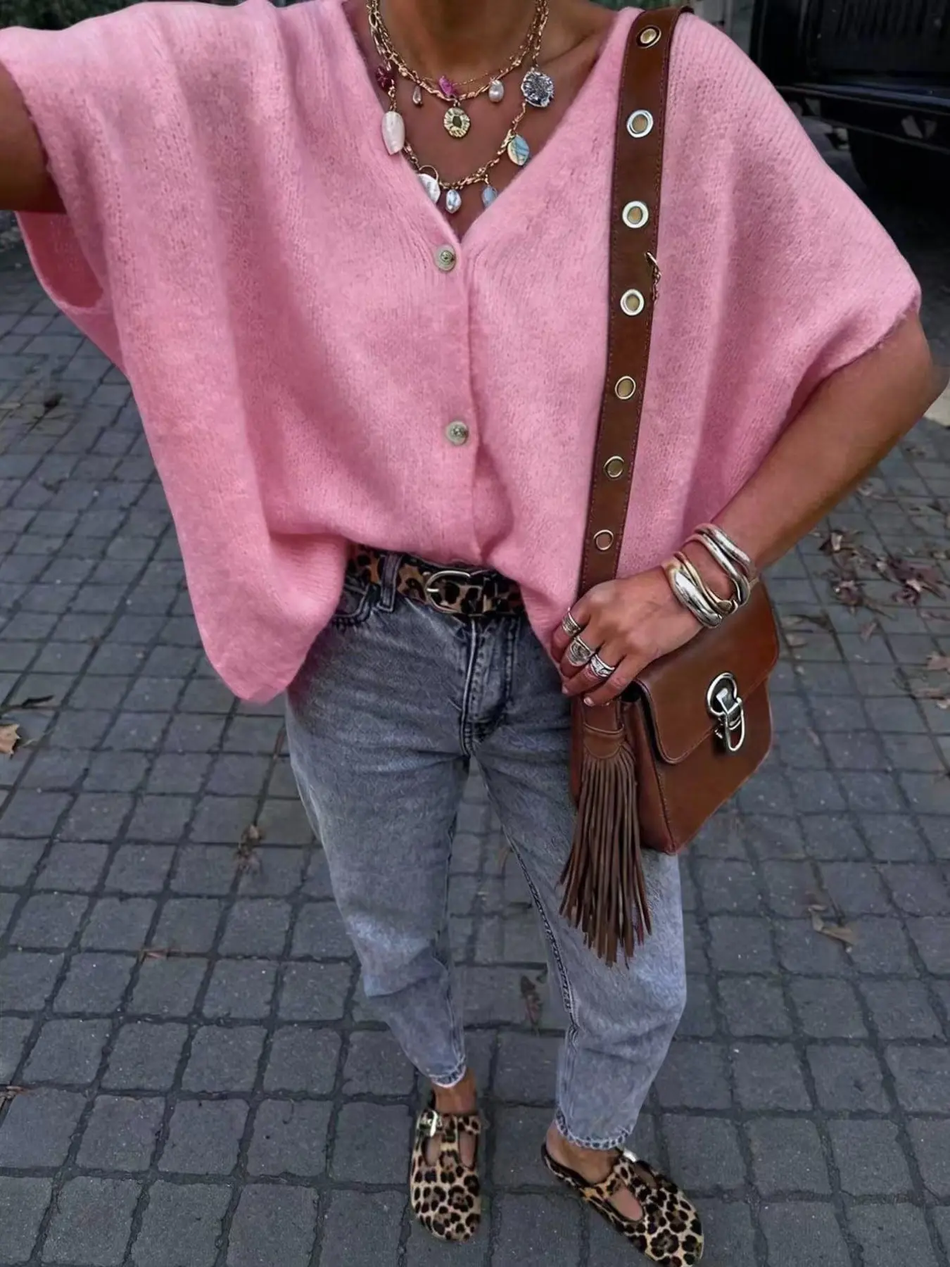 Women's Plain Button Front Knitted Sweater Cardigan, Casual Batwing Sleeve Knitwear for Daily Wear, Ladies Clothes Fit for All Seasons, Womenswear Trend
