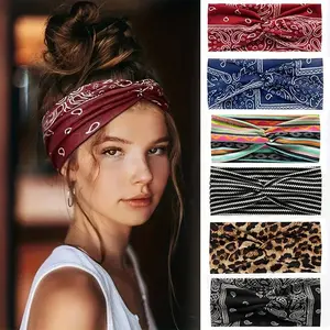 6-Pack Bohemian Women's Headbands, Fashion Hair Ties, Elastic Yoga Hair Accessories, Sports & Outdoor Wear, for Yoga, Running, and Daily Use, Non-Slip, Breathable, All-Season