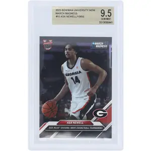 Asa Newell University of Georgia 2025 Bowman University Now March Madness #10 BGS Authenticated 9.5 Card
