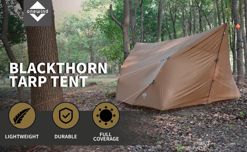Onewind Blackthorn Ultralight Tarp Tent - Waterproof 4-Person Lightweight for Hammock Camping Backpacking Shelter Tent with Rain Fly & Fire Retardant