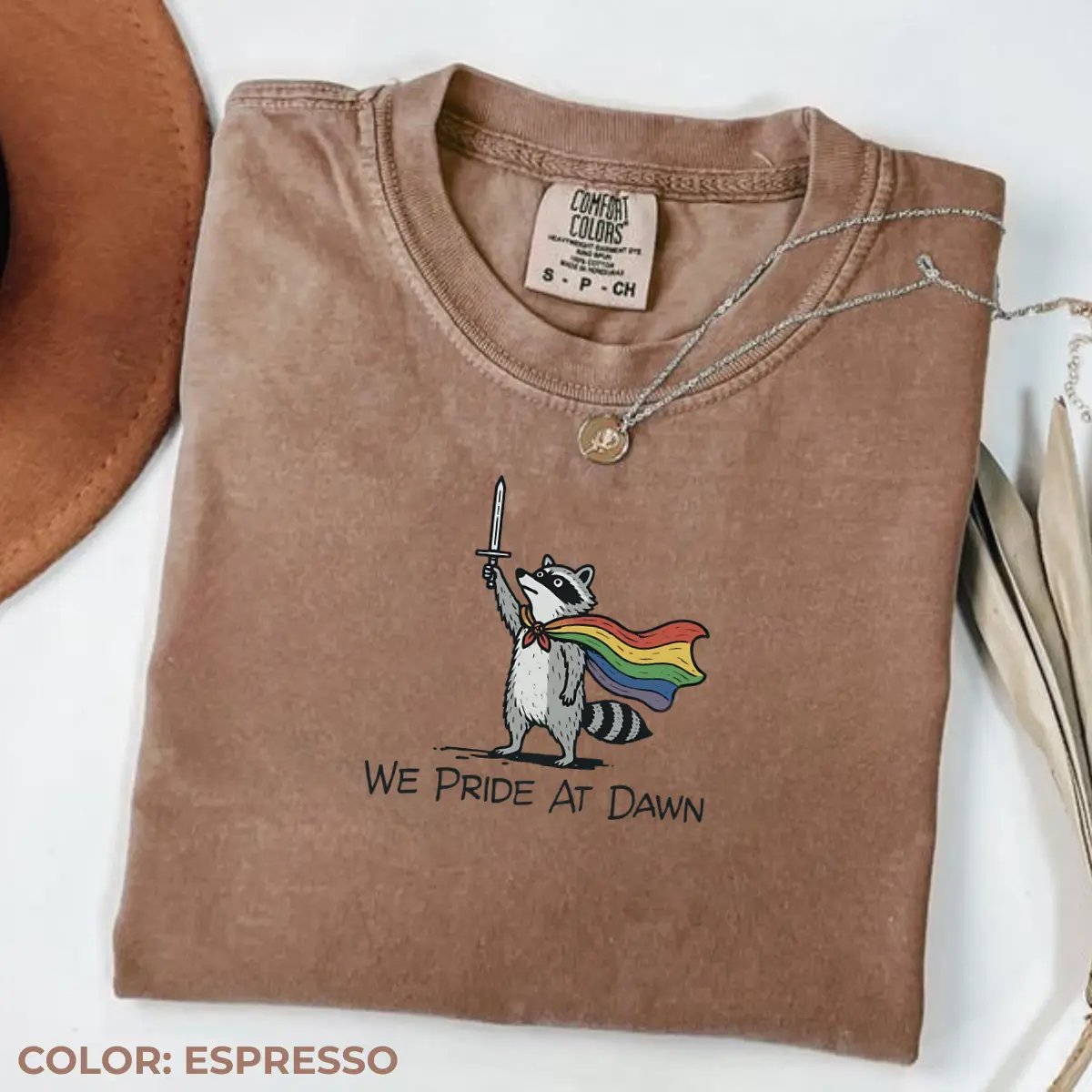 Comfort Colors We Pride At Dawn Shirt, Pride Flag Shirt, Pride Gift, Pride Month T-Shirt, Funny Raccoon LGBT Tee, Womens Mens Unisex Graphic Tee