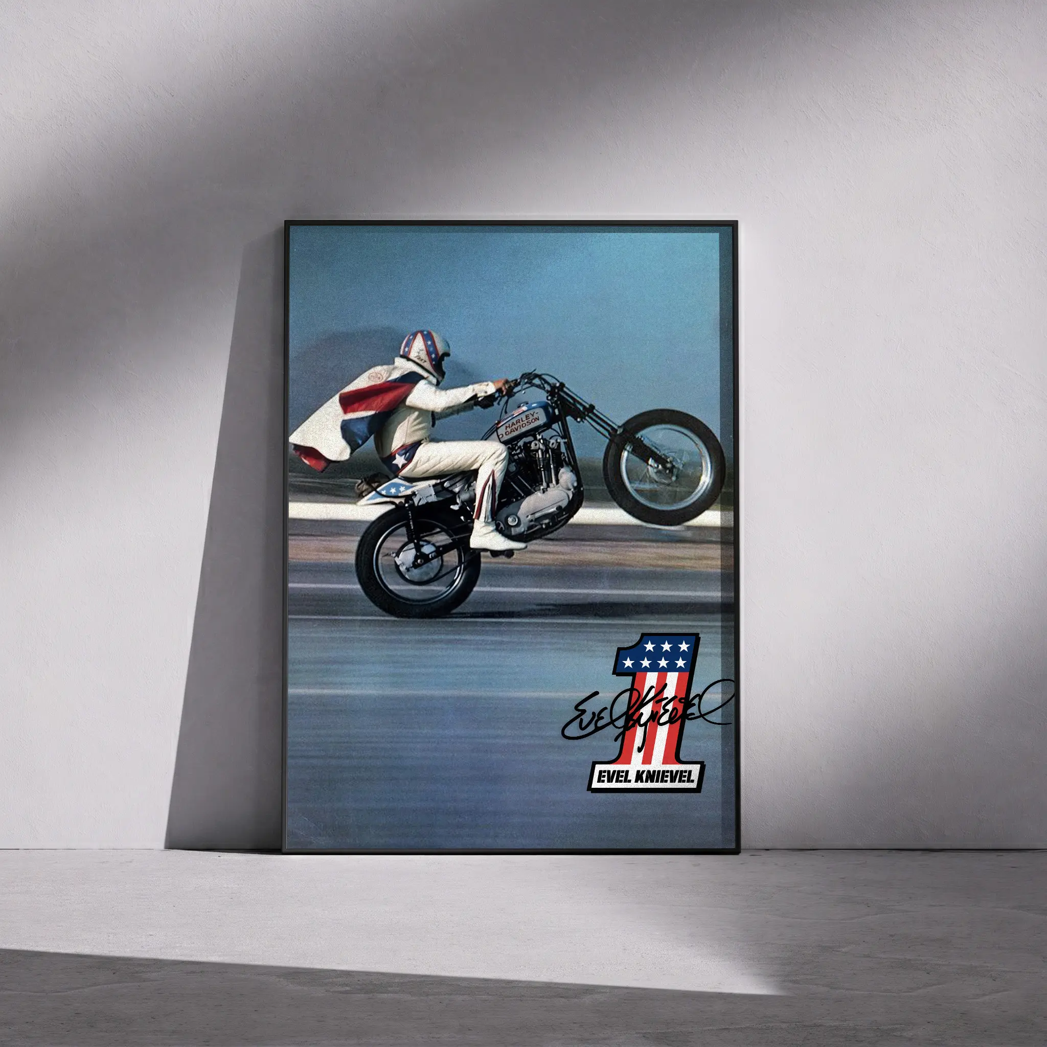 [NO FRAME] Evel Knievel Poster, Live Hard Ride Fast Wall Art, American Rider Decor Home, Biker Gift, Made In USA