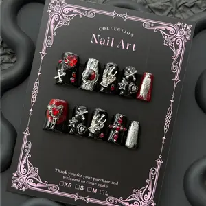 Y2K Halloween Nail Art Set, Handmade Square Nails, Glossy Finish, Medium Length, Multi-Use for Daily & Festival Wear, Kissme Model