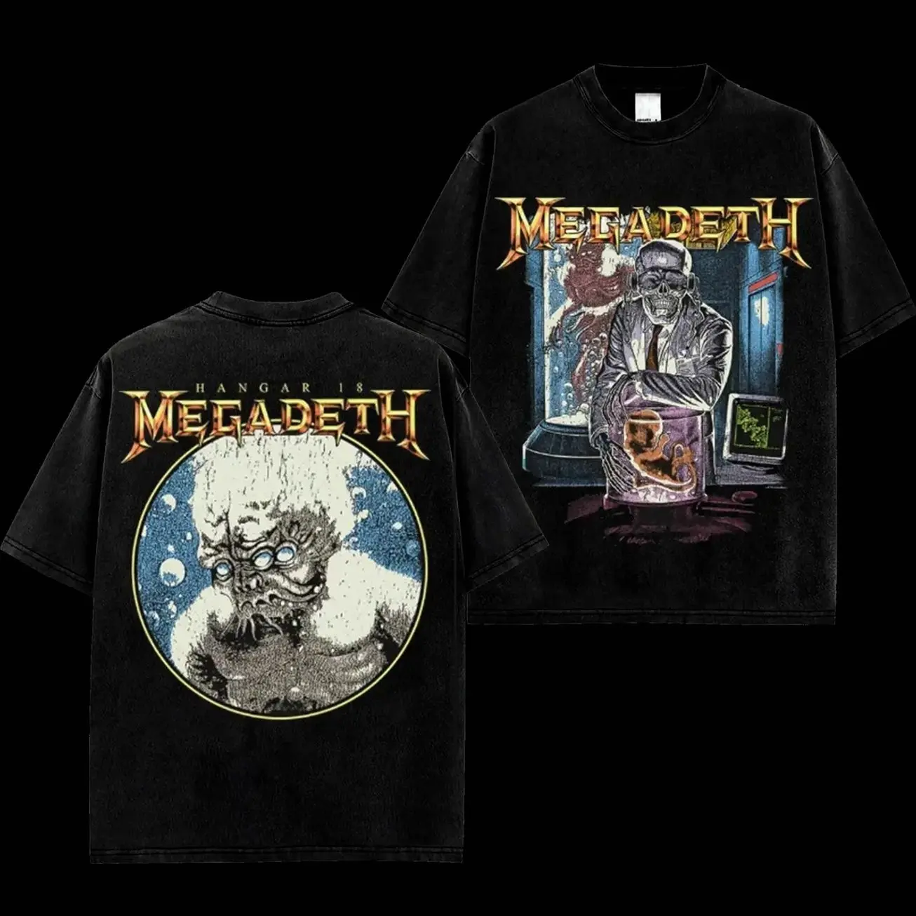 [MetalStyle] Megadeth Hangar 18 Retro Unisex 100% Heavyweight Cotton T-Shirt – KILLING ROAD World Tour Rock Thrash Metal Cotton Tee, Heavy Metal Rock Band Shirt, Oversized Vintage Tee, Heavy Metal Merch, Gift for Rock Fans N4K