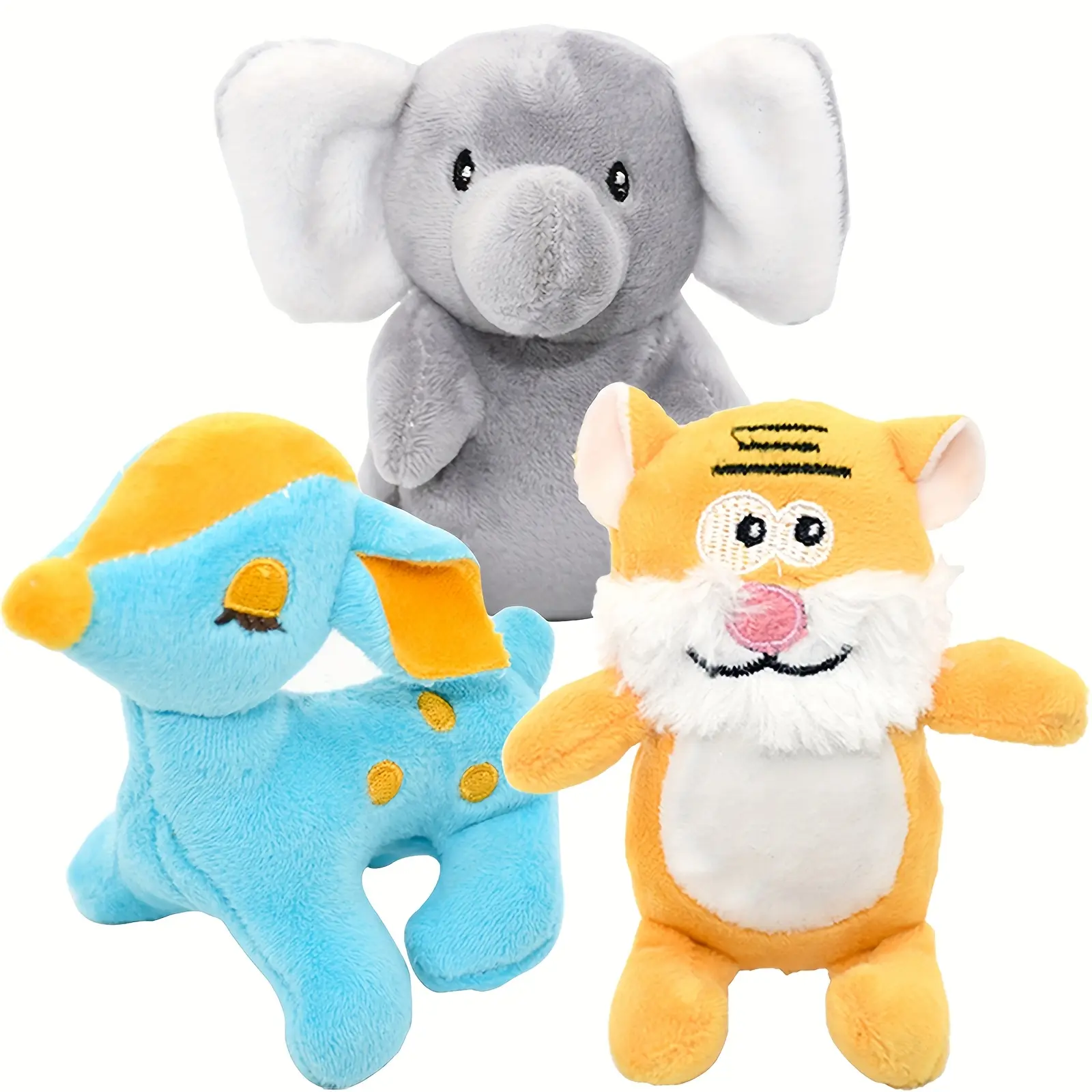 VITSCAN 3 Pack Squeaky Plush Dog Toys - Cute Stuffed Chew Toys for Puppy Teething, Small to Medium Dogs