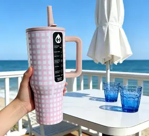 HYDROJUG 40oz Pink Checkered Tumbler, The Sweet & Cool Hydration Choice for Girls