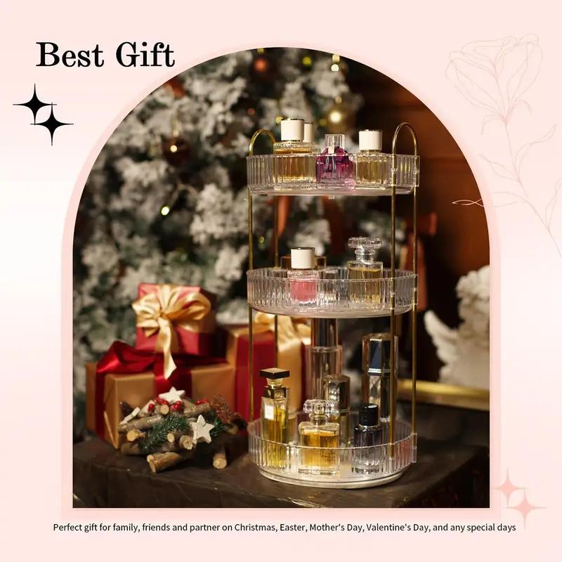 Mothers Day Gift 3Tier Kitchen Spice Rack Countertop Organizer Multifunctional Rotating Tray Desktop Storage for Cosmetics Makeup Seasoning Jars 360 Rotating Space Saving Multi Scene Use for Home Kitchen Vanity Bathroom