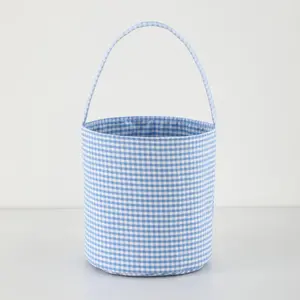Blue Gingham Bucket Bag Easter Basket
