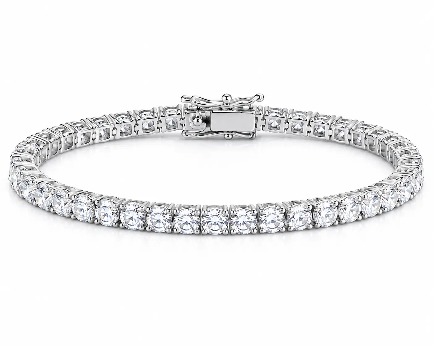 925 Sterling Silver 4.26 CTW Moissanite Tennis Bracelet 7.5" VVS D Color 2.5mm Mixed Gemstone