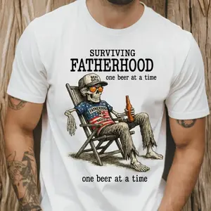 Surviving Fatherhood One Beer At A Time | Funny Father's Day Dad T-Shirt lsj08