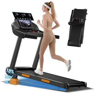 18% Incline Treadmills for Home Small, 3.0HP Foldable Walking Pad Treadmill with 3 LED Displays, Portable Treadmill Up to 400LBS Capacity, 7.5MHP